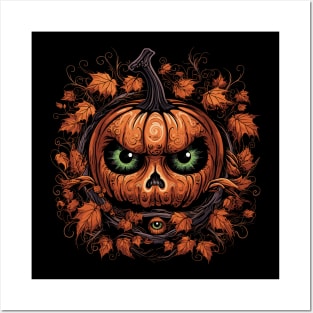 Halloween Pumpkin, Spooky Pumpkin Face Posters and Art